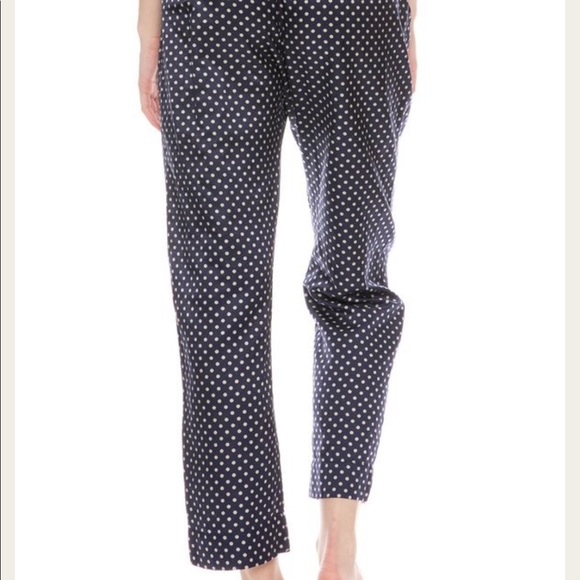 RAQUEL ALLEGRA | Pull On Satin Navy Mint Polka Dot Print Pants - Picture 2 of 6